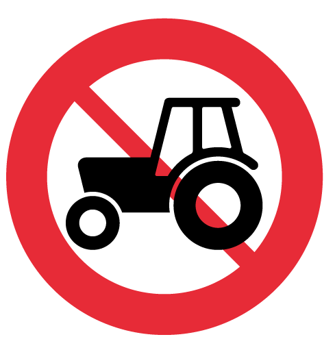 Знак "Движение тракторов запрещено" в векторе