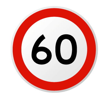 Знак дорожного движения "Ограничение скорости" 60 км в векторе